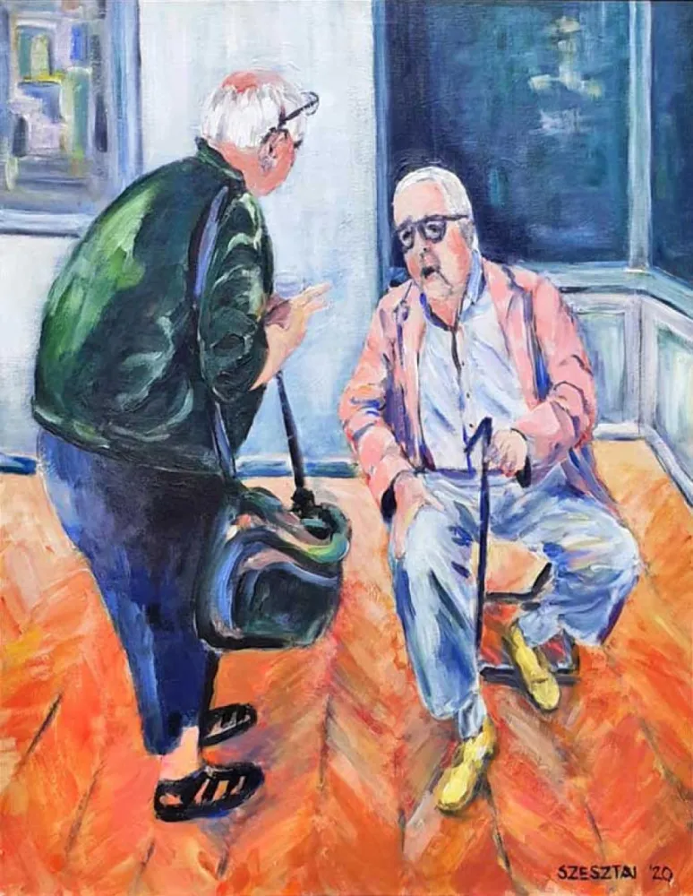 Painters at the exhibition opening